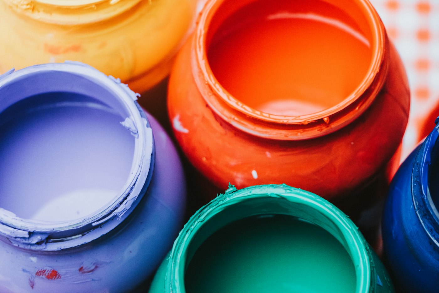 Tubs of coloured paint